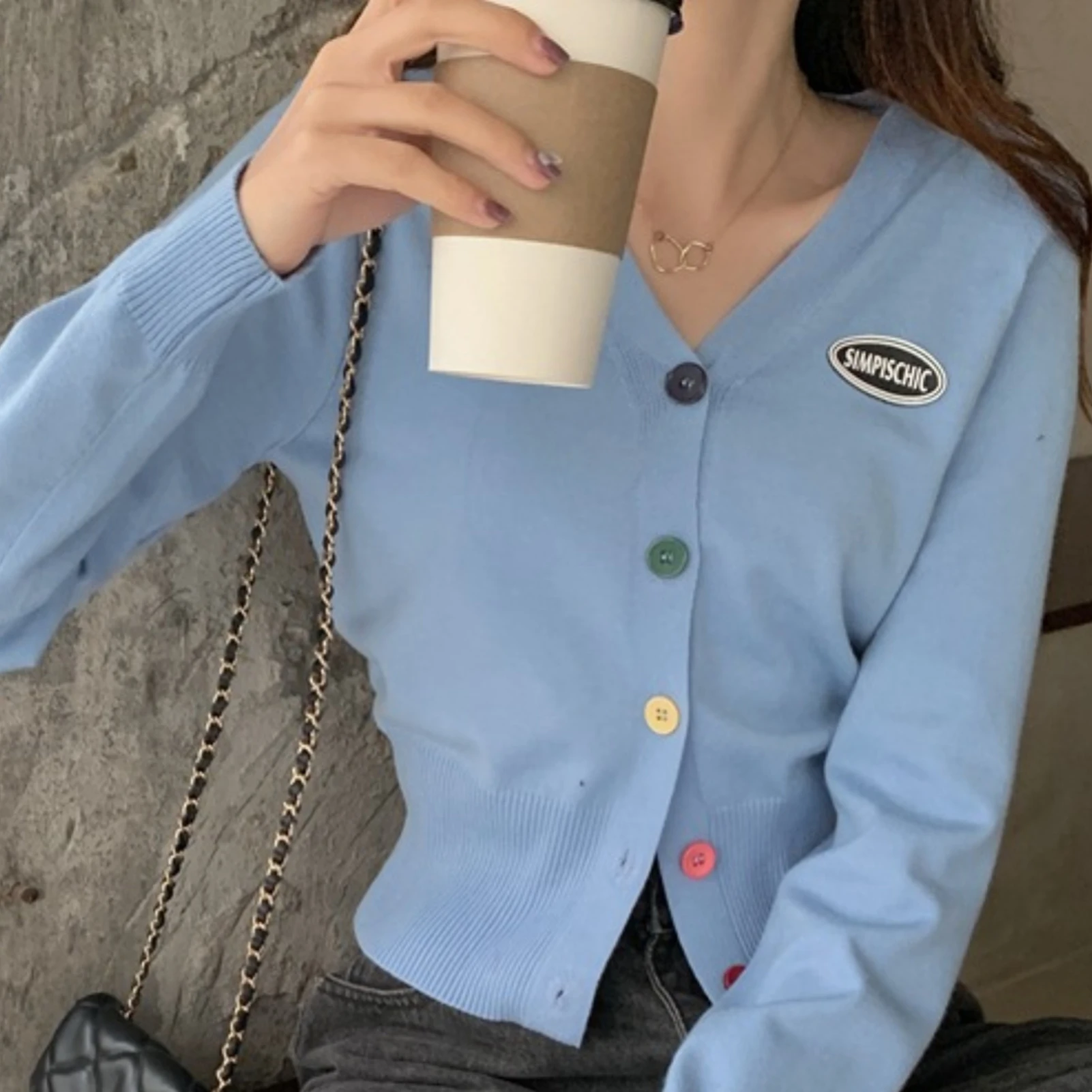 

Women Coats Casual Autumn Long Sleeve V Neck Single-breasted Sweater Short Slim Knit Coat Plus Size 2020 New Spring Autumn
