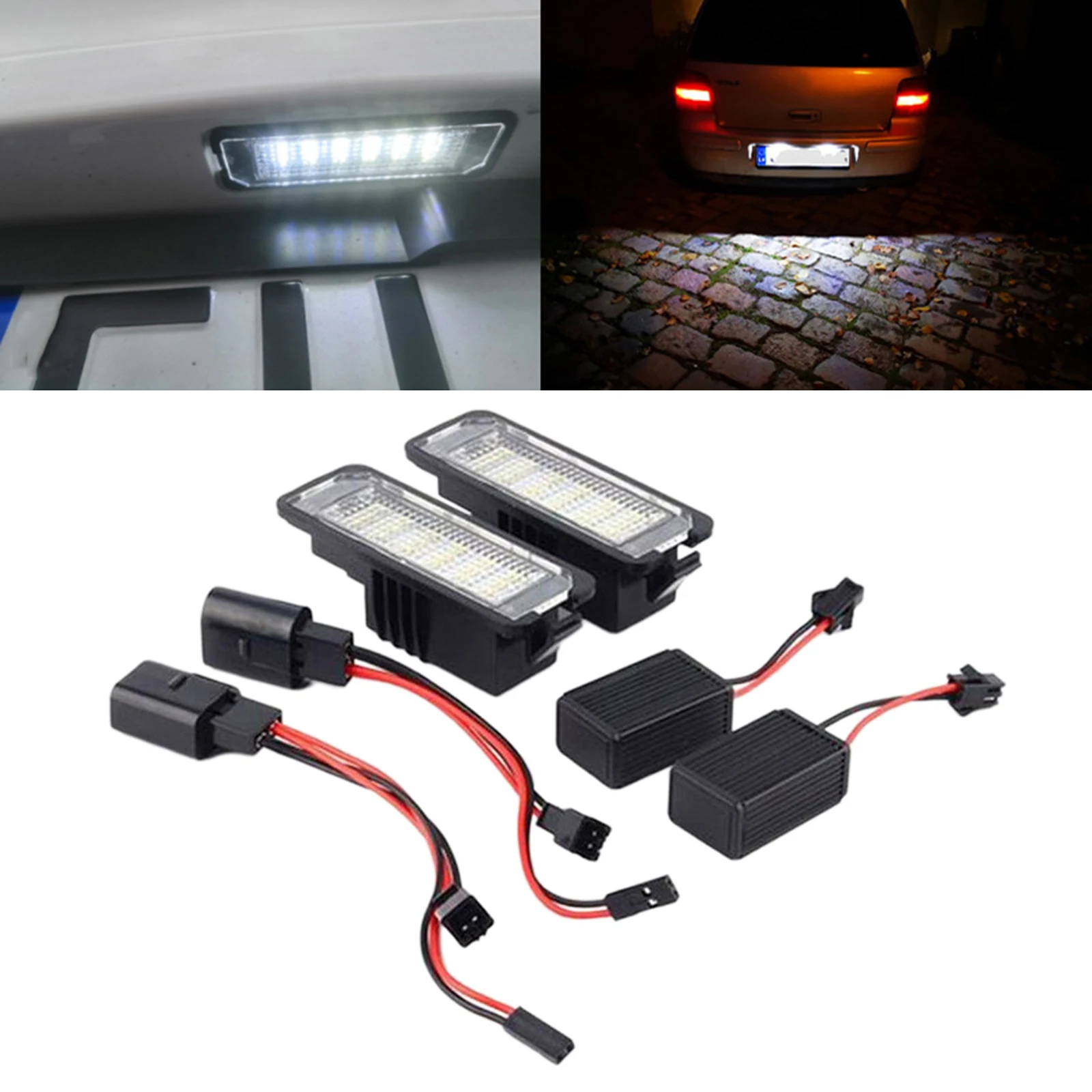 

2Pc LED Number License Number Plate Light Bulb Assembly for VW Golf Passat CC Eos