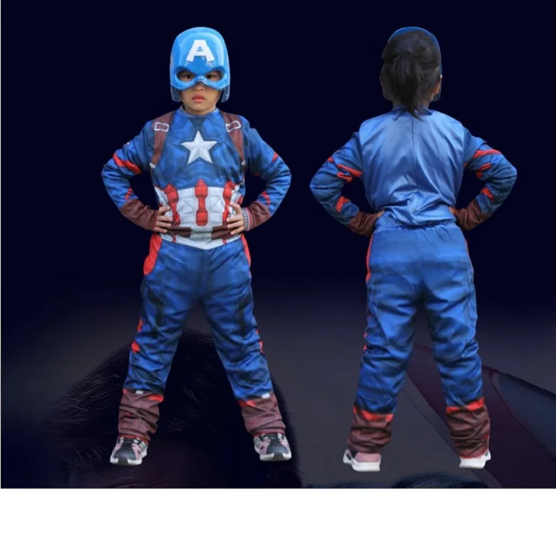 Дети Мышцы костюм Капитана Америка Мстители детский Косплей Hero Детский на