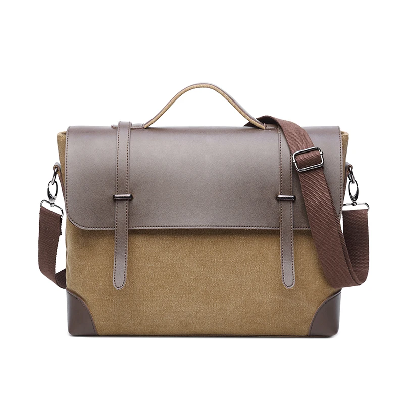 15 дюймов сумка холщовая кожаная через плечо мужская коричневая винтажная