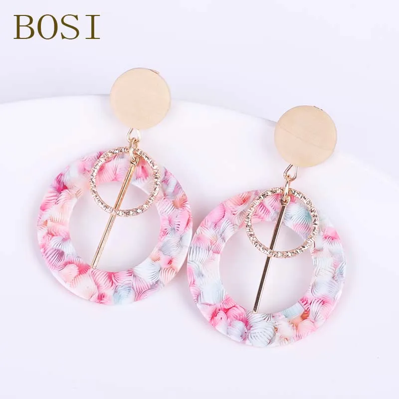 18 Серьги для женщин, акриловые, Boho, ацетат, висячие серьги, модные, большие, богемные, аксессуары, геометрические, Роскошные, трендовые, для лица - Окраска металла: 18