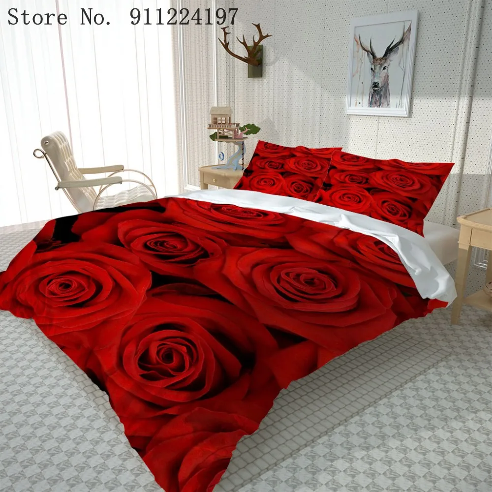 3D принт в виде красной розы одеяло Постельное белье зимнее теплое пуховое для Ipad