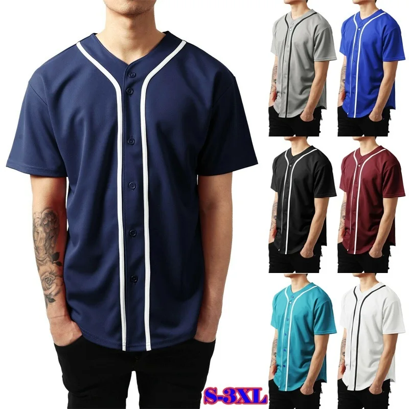 

Summer Men's Shirt V-neck Buttoned Wear Loose Casual Solid Color Short-sleeved Tops Male Business Dress Shirts Size S-3XL