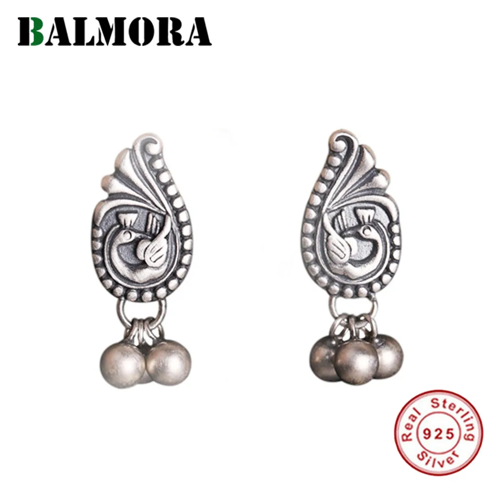 Женские серьги гвоздики из серебра 100% пробы с павлином|Серьги-гвоздики| |