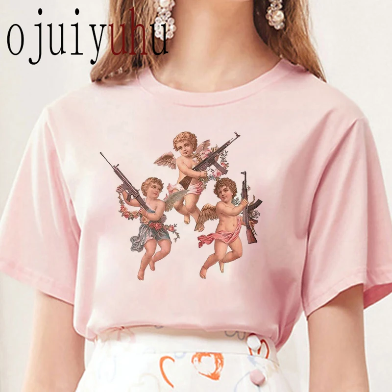 Женская футболка Angel новинка 2020 Harajuku Винтажная женская эстетическая Kawaii Tumblr Grunge