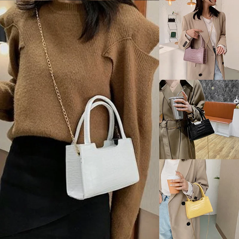 

Alligator Pattern Handbags For Women 2021 Soft PU Shoulder Bags Female Small Square Messenger Bags Ladies Travel Chain Crossbody