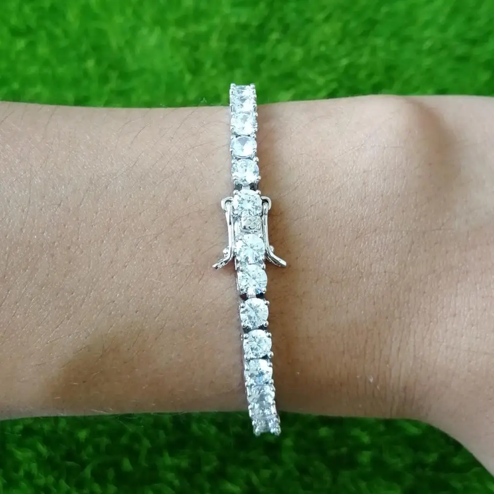 Теннисный браслет 3/4/5 мм латунь/медь фианит ААА цепочка с камнем CZ 1 ряд ювелирные