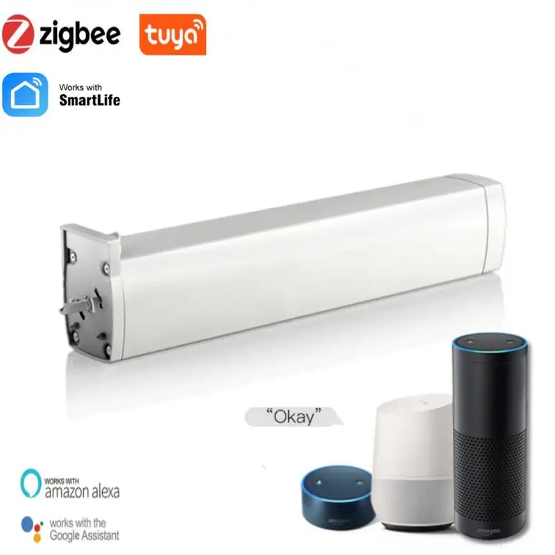 

Электрический двигатель для штор Tuya ZigBee, умное управление через приложение, таймер, поддержка Alexa Google Home, голосовое управление, требуется ко...