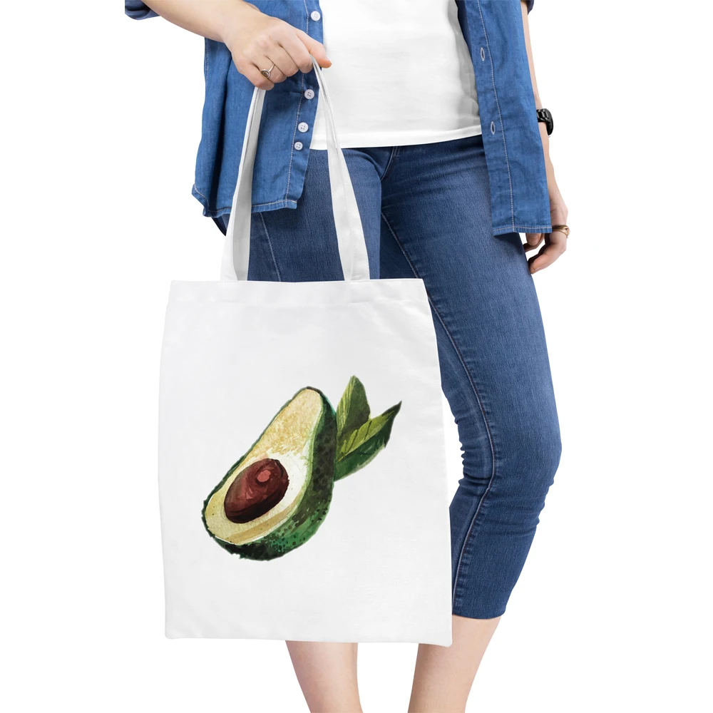 

Сумка женская холщовая с принтом авокадо, саквояж на плечо большой вместимости, дизайнерский тоут, однотонная Сумочка для путешествий
