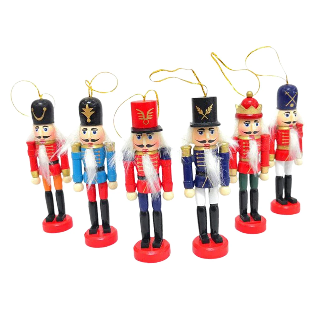 

6 PCS Per Set Christmas Decorations Nutcrackers Wooden Soldier Puppet 12.5cm