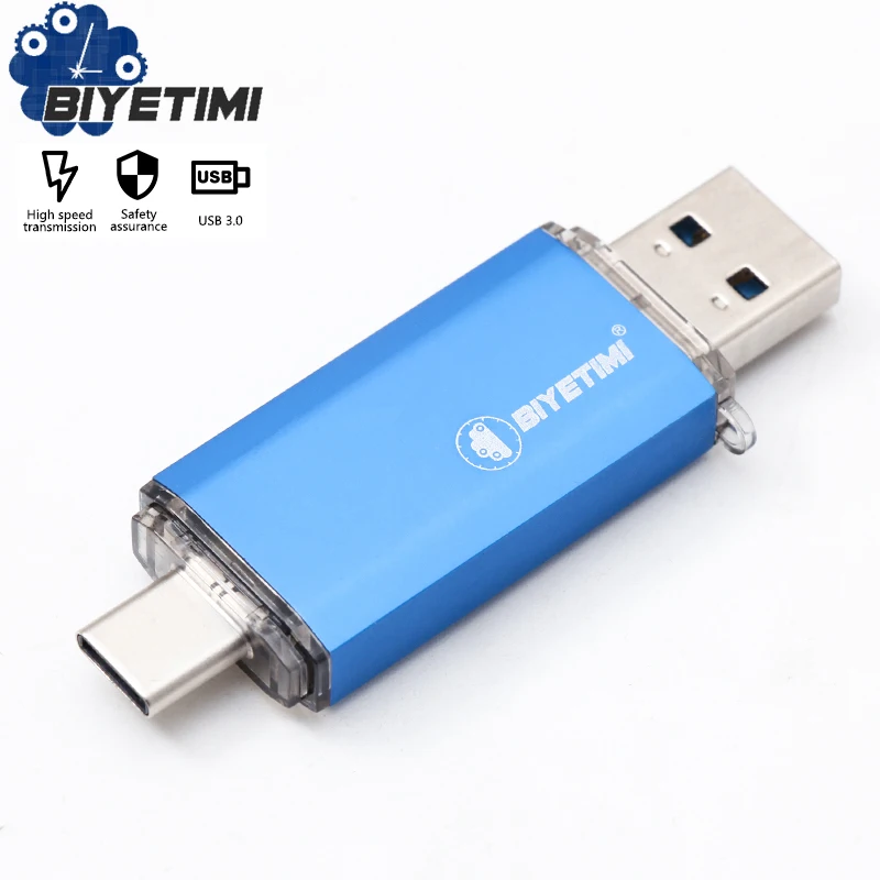 Usb-флеш-накопитель Biyetimi Type-c для телефона и компьютера 3 0 дюйма 32 ГБ 64 128 256