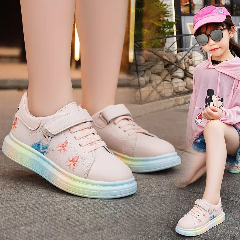Cartoon Girls Shoes Pink White Kids Sneakers 2022 New Fashion Girls Sports Shoes Anti-slip Children Casual Shoes Size 26-37 enlarge