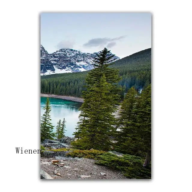 

Blue Lake Forest Stone Mountain Canvas Poster Nature Landscape Picture Canvas Painting Wall Art Print Picture Home Decoation