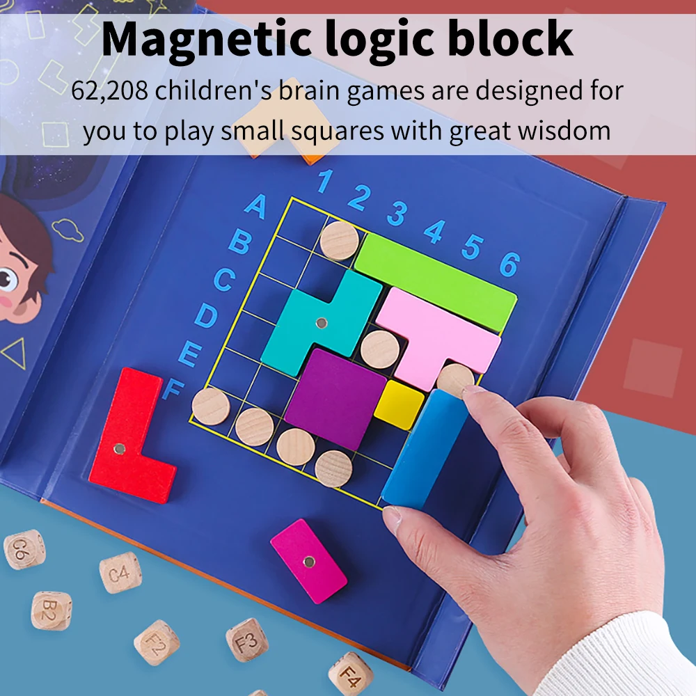 

IKAUOIE New Kids 3D Puzzle Jigsaw Tangram Thinking Training Game Baby Montessori Learning Educational Wooden Toys For Children