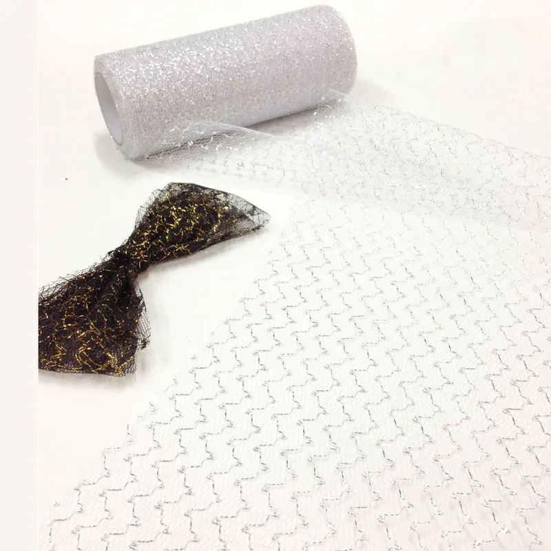 15 см X 10 ярдов к требованиям заказчика Сверкающие Золотые и Серебряные линии