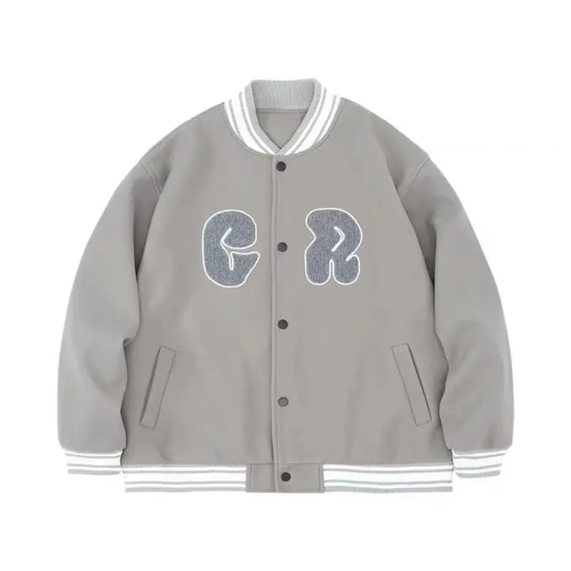 

Бейсбольная куртка с вышивкой, куртка-бомбер для пар, корейская мода в стиле преппи, Повседневная Свободная эстетичная куртка в стиле пэчво...