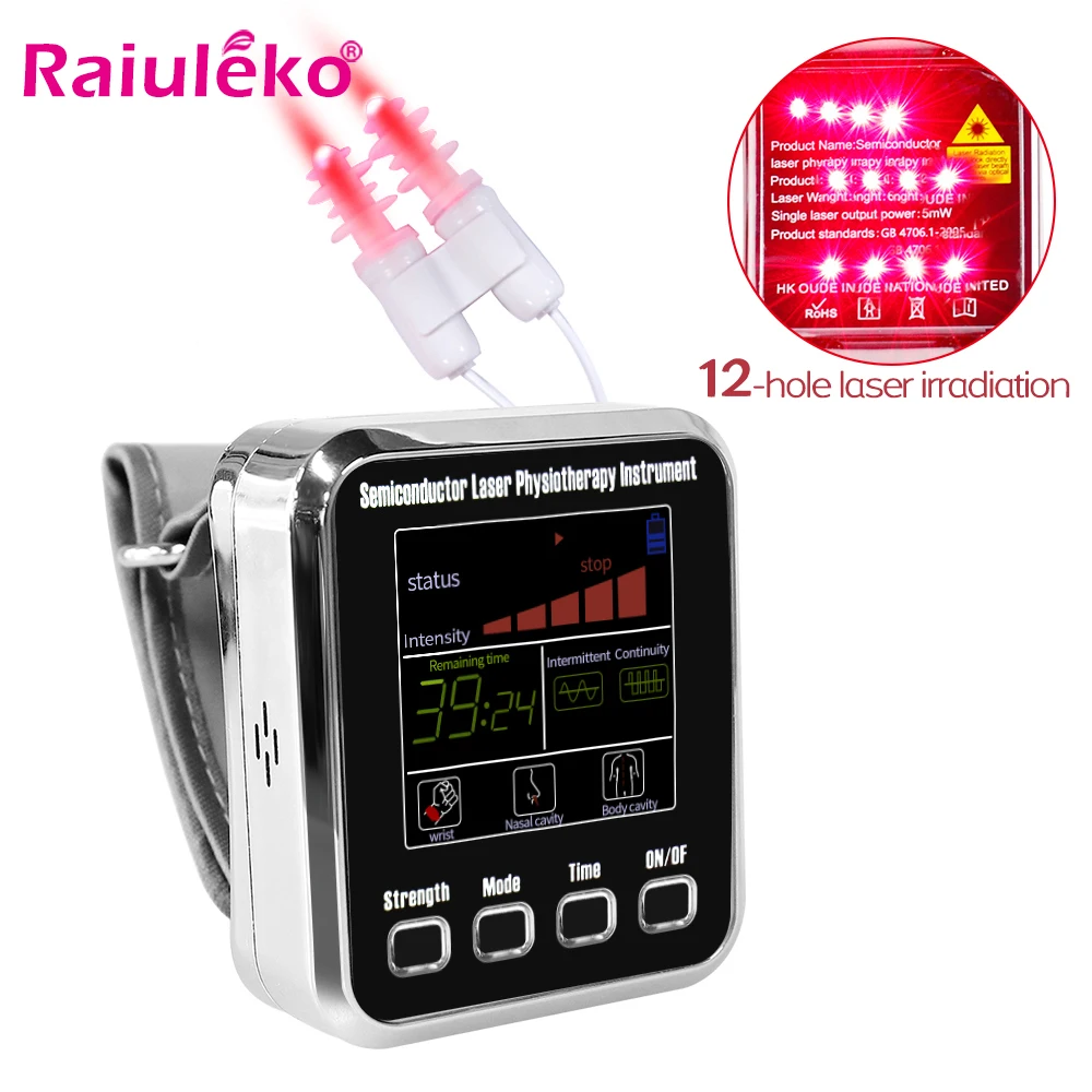 12/7 Holes Laser Therapy Watch LLLT Wrist Watch 650nm For Diabetes Cholesterol Hypertension Treatment Laser Sinusitis Therapy