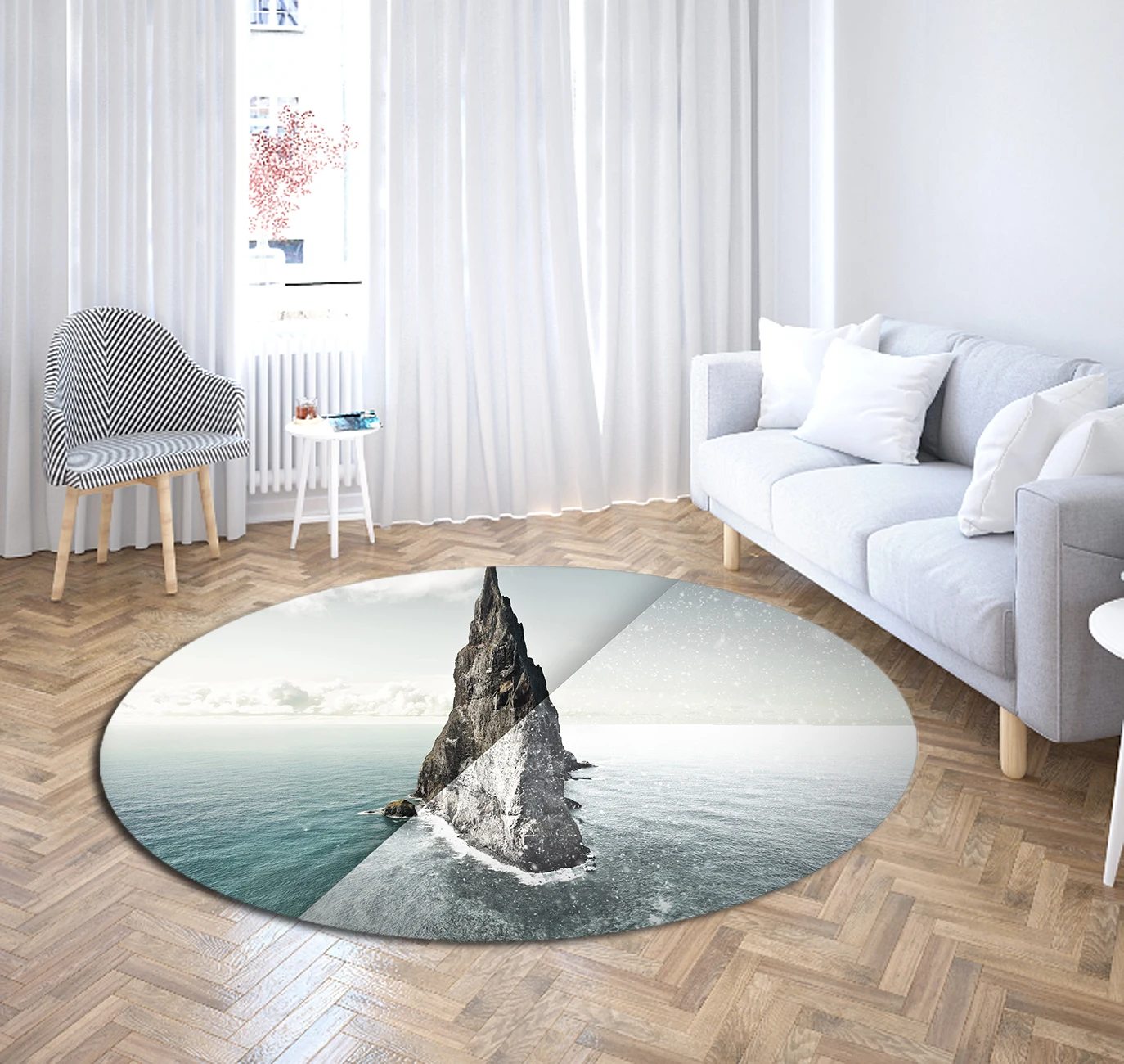 Пляжные коврики из полиэстера с принтом камней круглые для гостиной спальни