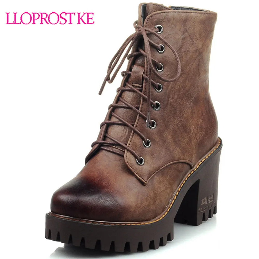 Женские ботильоны на платформе Lloprost ke Повседневная модная обувь толстом высоком