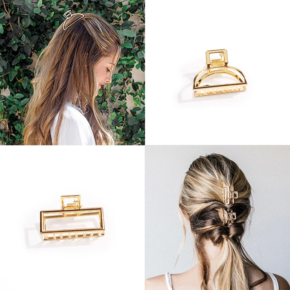 Зажим для волос женщин и девочек металлический зажим в форме краба золотистого