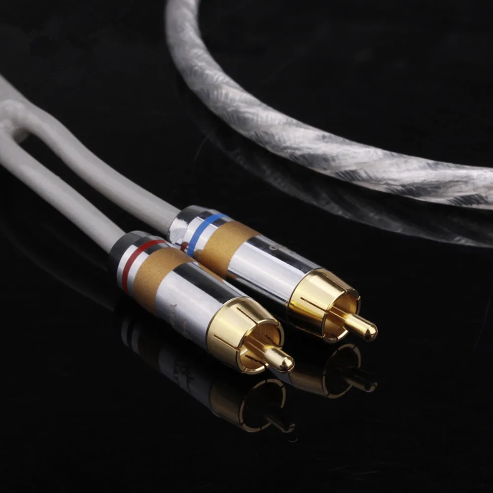 RCA кабель аудио 3 5 штекер 2RCA для MP3 CD DVD TV посеребренный Hi Fi разъем rca 0 м 1 2 м|Кабели