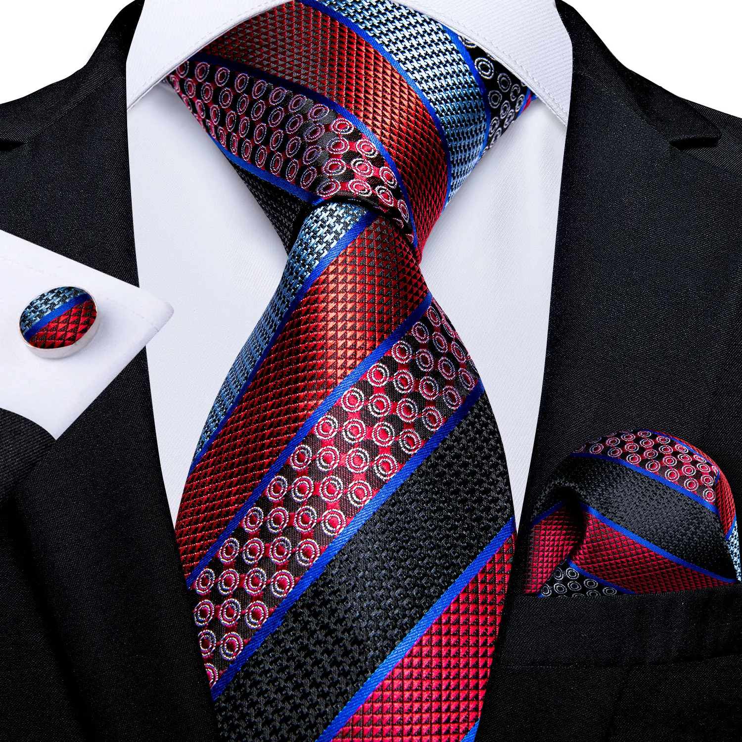 

8cm Width Men's Tie Set Silk Jacquard Paisley Business Wedding Party Neck Tie Pocket Square Gravata Corbata Gift For Men DiBanGu