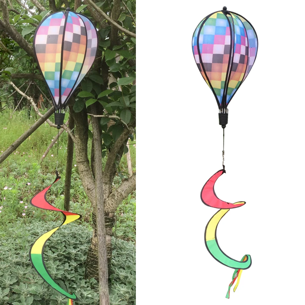 

Colorful Brightly Grid Windsock Hot Air Balloon Wind Spinner Garden Yard Outdoor Decor Easy To Assemble Festival Celebration