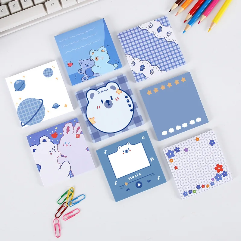 

Kawaii Cartoon Bear Memo Pad 50 Sheets Student Sticky Notes Bookmark Message Notes Decorative Notepad School Stationary Supplies