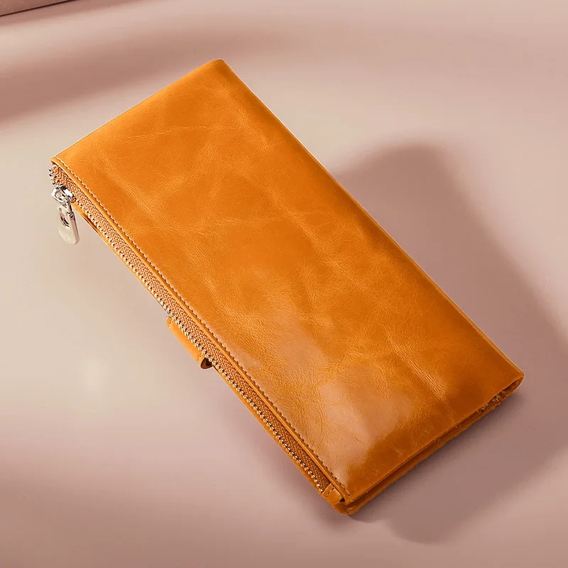 Женский кошелек первый слой кожи Бизнес Стиль Ретро стиль длинный женский