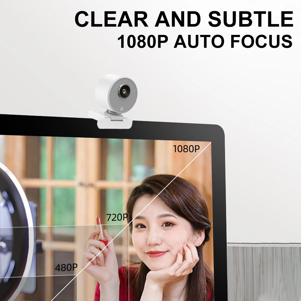 

1080P Online Teaching Live Broadcast Ultra Wide Angle Digital PC Camera Calling Video Auto Tracking Laptop Desktop Office School