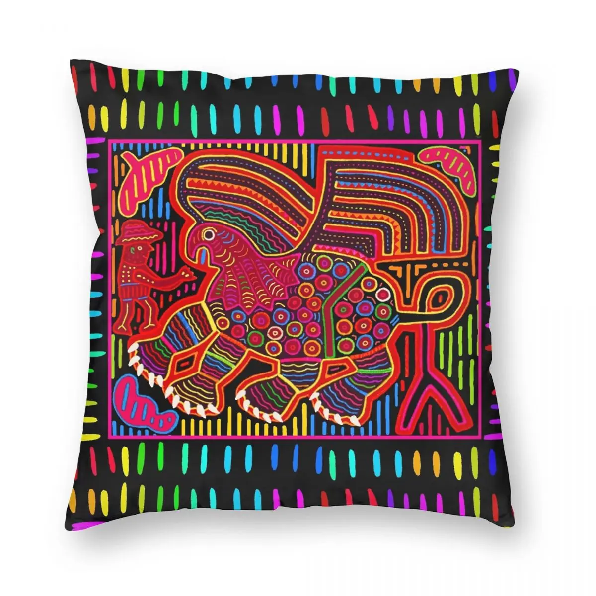 Индейская Подушка Kuna чехол из полиэстера и льна с бархатным узором декоративная