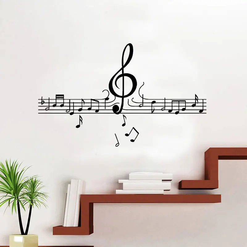 Музыкальная настенная наклейка виниловая Съемная музыкальные ноты домашний