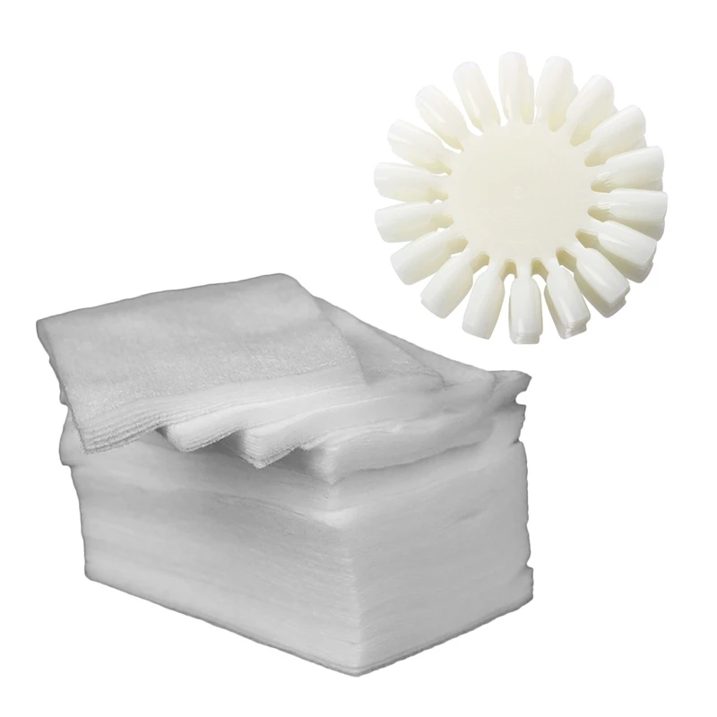 

10 Pcs Nail Art Tips Gel Display Practice Wheel & ​900Pcs Lint-Free Nail Glue Remover Cotton Pads Nail Art Cleaner Paper