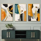 Абстрактная Золотая картина с эффектом кисти мраморная оранжевая Геометрическая Картина на холсте для гостиной настенный художественный плакат для дома без рамки современный декор