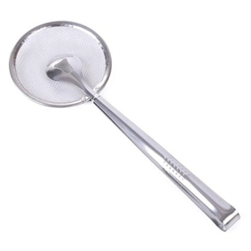 Round Network Stainless Steel Colander Spoon Oil Food Strainer Filter Snack Clip Kitchen Accessory convenient utility | Дом и сад