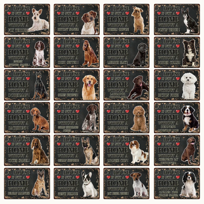 [Kelly66] жестяной плакат с изображением домашних животных собаки добермана