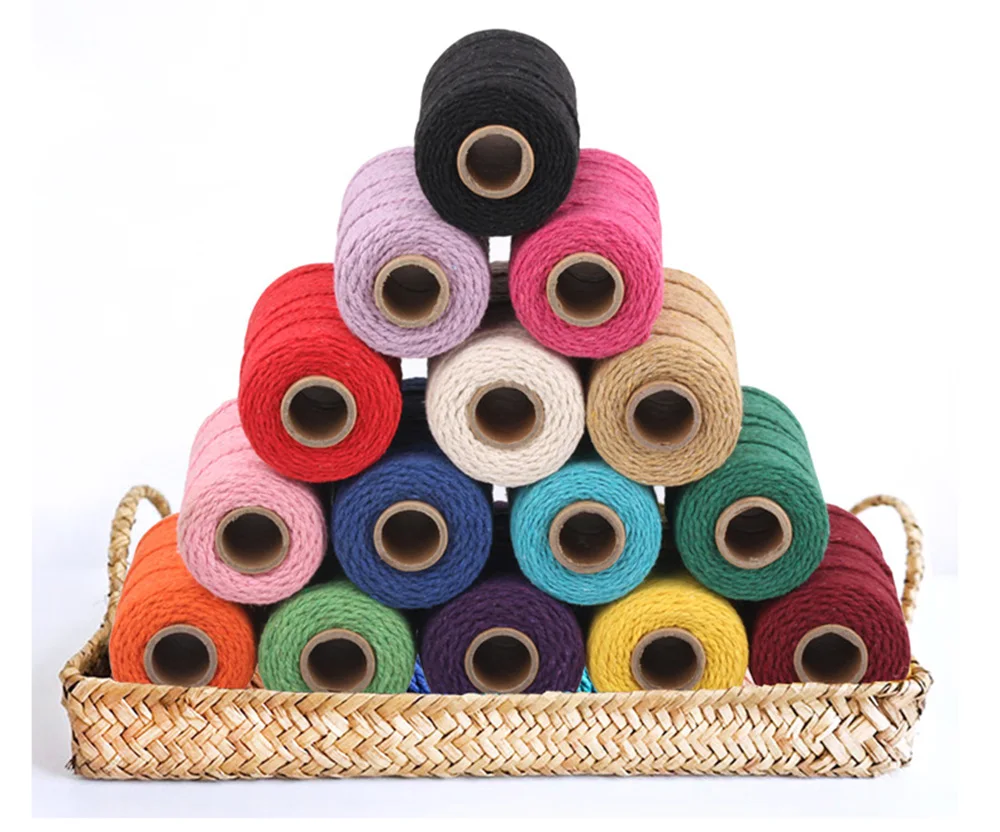 2 мм 100% хлопковый шнур цветной веревка бежевая витая для макраме сделай сам