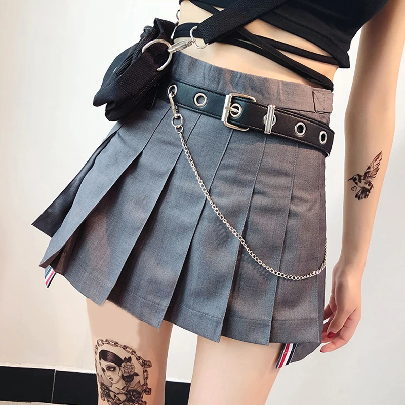 Однотонная Повседневная Женская юбка трапеция в стиле Харадзюку милая Корейском