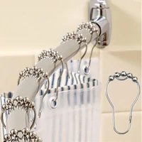 12pcsset shower curtain ring poles rustproof shower curtain hooks glide metal rings for bathroom shower rods curtains
