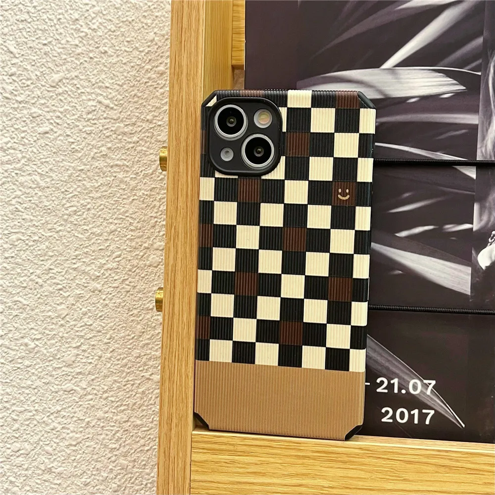 

INS Square Smile Face Cartoon Phone Case For iPhone 13 12 11 PRO MAX XS X XR 7 8 PLUS Silicone Soft Camera Protective Cover