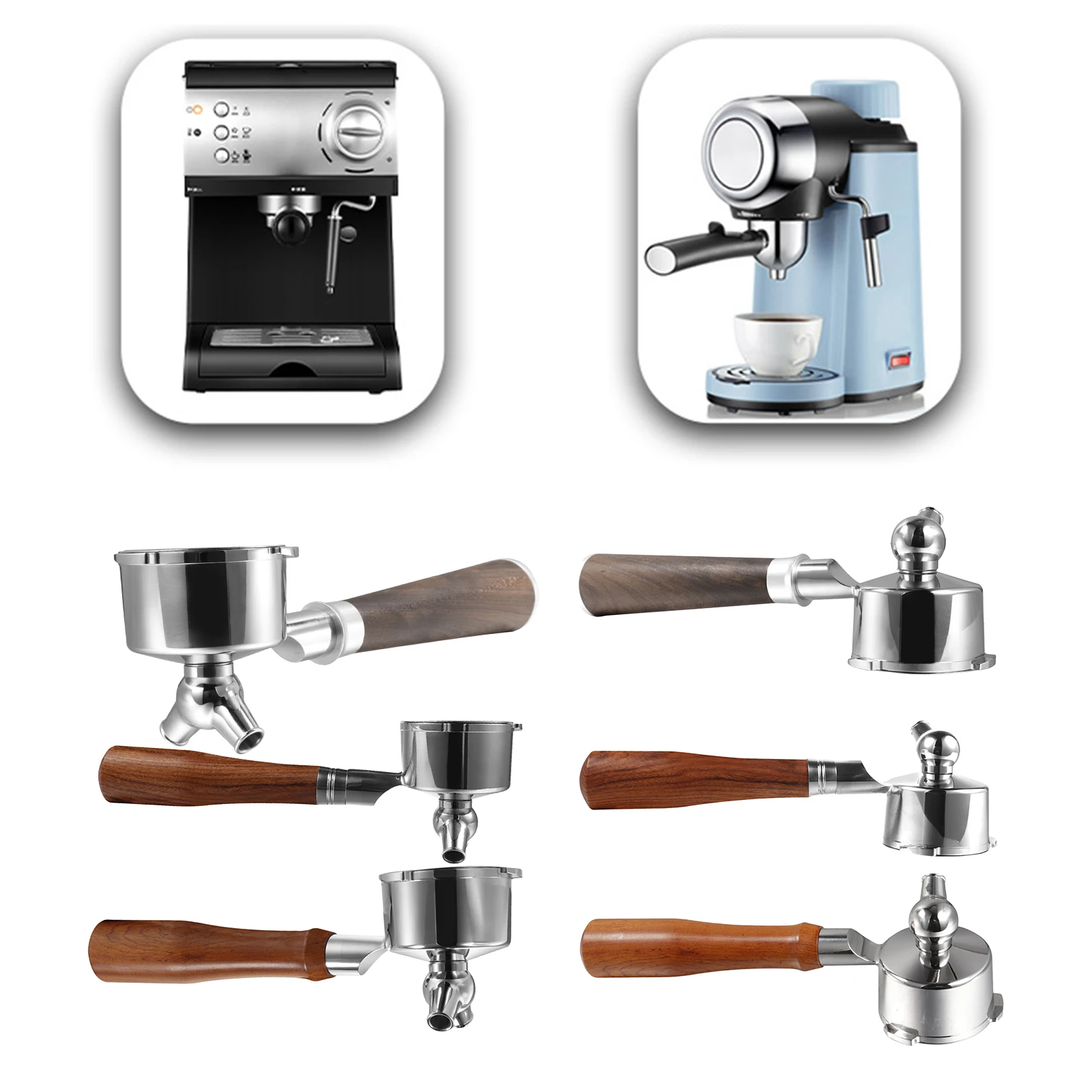 

Bottom 51mm Portafilter Spouted Fine Filter Stainless Steel Professional Coffee Filter Holder Parts Easy Clean