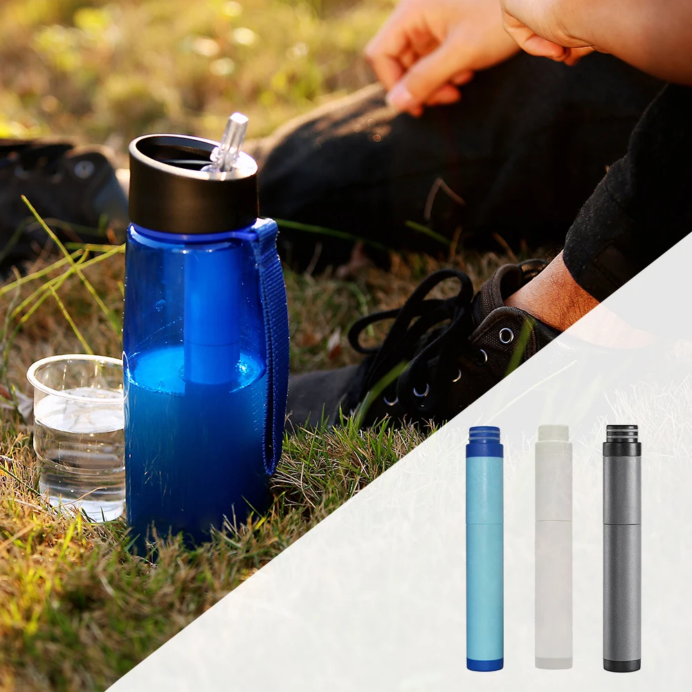 

650ml Outdoor Water Filter Bottle Survival Camping Water Filtration Bottle Purifier for Camping Hiking Traveling Survival
