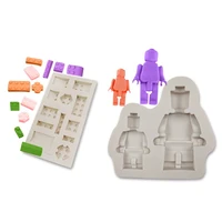 robot building blocks silicone mold for diy chocolate candy pastry dessert decoration fondant mould kitchenware baking tool