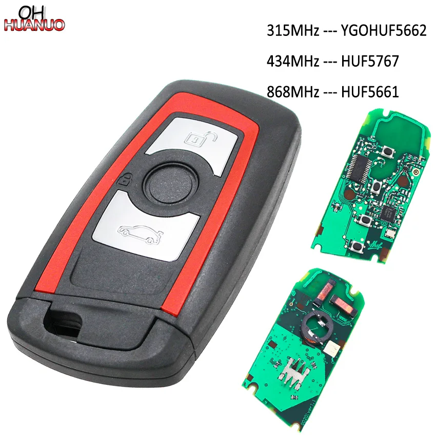 Красный 3 кнопки умный дистанционный ключ 315MHz 434MHz 868MHz для 2009 2016 BMW 5 7 F серии FEM/BDC CAS4