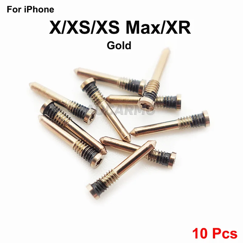 aocarmo 10pcslot for iphone xxsxs maxxr a2100 xs max a2104 a2108 silvergoldblack bottom dock screws housing screw free global shipping