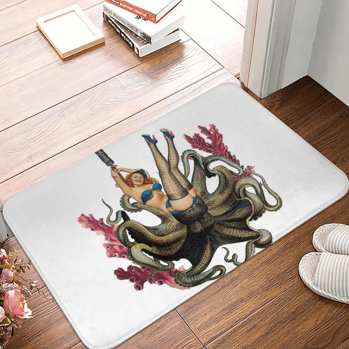 

Коврик Ahoy туда Matey из полиэстера, коврик, противоскользящий водонепроницаемый маслонепроницаемый для входа в кухню, спальню, балкон, мультяшный