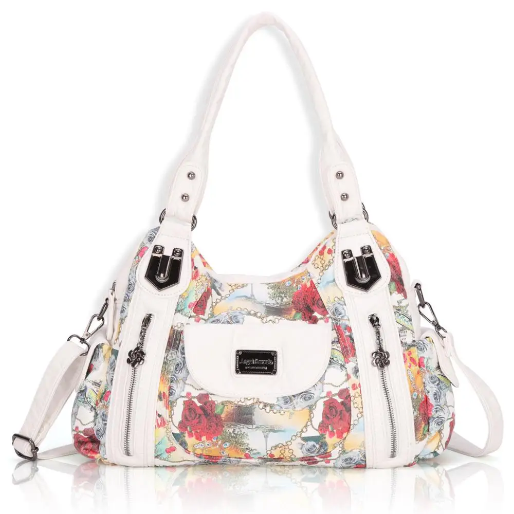 

Женские сумки с цветочным принтом Angelkiss, модные сумки через плечо из искусственной кожи , мягкие вместительные сумки -тоут, кошелек , 2020