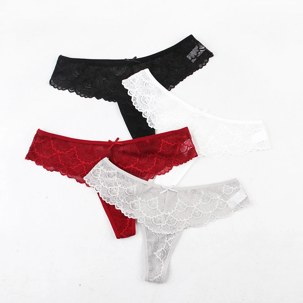 4 шт./лот стринги женские сексуальное кружевное нижнее белье средняя талия