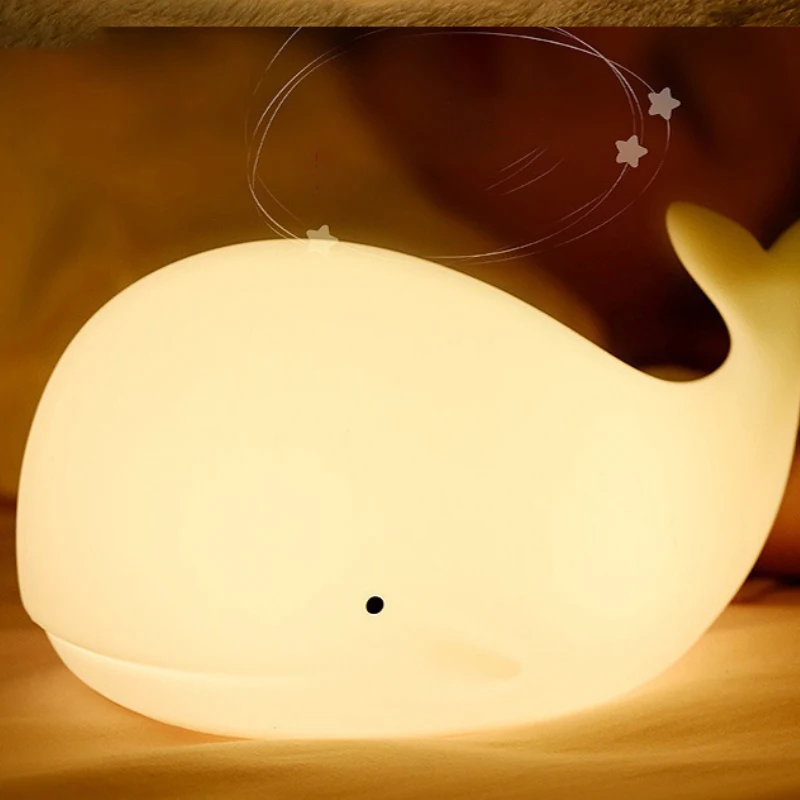 

Whale Cute NightLight Silicone Baby Night Light Nursery Lamp Bedside for Bedroom 7 Colors Changing Night Lamp for Kids