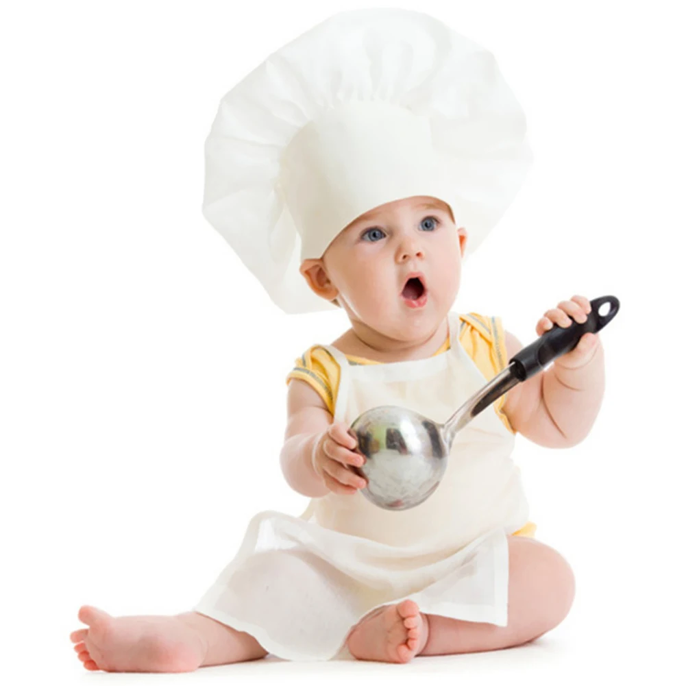 

Kids Headwear Newborn Baby Photography Prop Baby Chef Apron Hat Kids 2pcs Cook Costumes Set Anniversary Photo Props